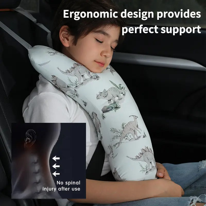 Kids Car Seat Neck Pillow, Y-Shaped Safety Belt Travel Cushion, Adjustable Shoulder Pad, Creative Question Mark Design for Long Drives, Train, Airplane - Polyester Fiber, 1-Pack